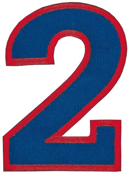 Nažehlovací vyšívaná čísla - dvojka modrá výška 8 cm